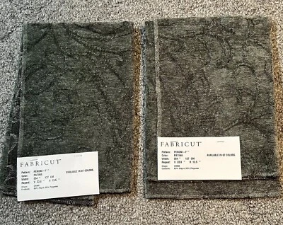Fabricut Lot of 2 Fabric Samples Approx 17.5” Pair Peroni Patina Green Crafts - Image 1 of 4