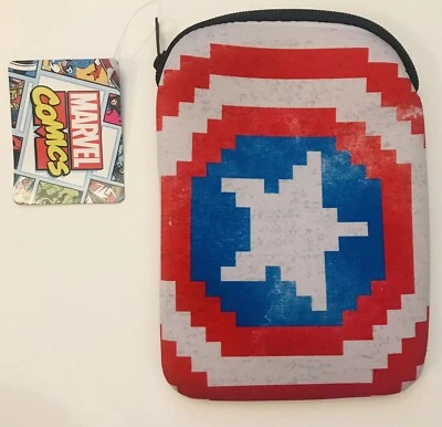 Marvel Comics Avengers CAPTAIN AMERICA Mini iPad Soft Travel Pouch Sleeve Case! - Image 1 of 4