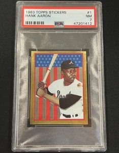 HANK AARON 1983 Topps Stickers #1 Gold Foil MLB Atlanta Braves HOF - PSA 7 - Picture 1 of 2