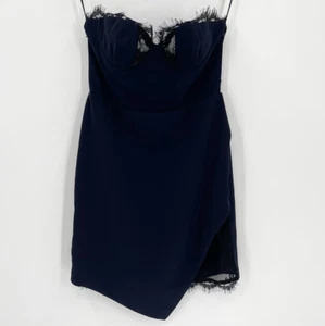 Revolve NBD Make Me Wanna Mini Eyelash Lace Strapless Dress XXS Navy Blue Black - Picture 1 of 5