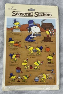 Snoopy Woodstock Hallmark 1965 New Sticker Sheet Thanksgiving Harvest Seasonal - Picture 1 of 9