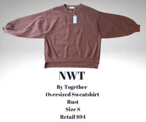 By Together Rust Oversized Ribbed Sweatshirt Size Small Retail $94 - Picture 1 of 3