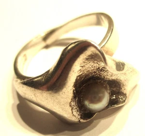 SILVER MCM MODERNIST BRUTALIST BENGT HALLBERG SWEDEN SCANDINAVIAN PEARL LEAF Q - Picture 1 of 4