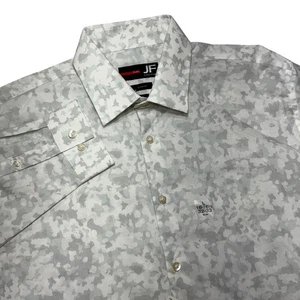 J.Ferrar Slim Fit White Camouflage Print Button Down Shirt Men 16-16 1/2 32-33 - Picture 1 of 7