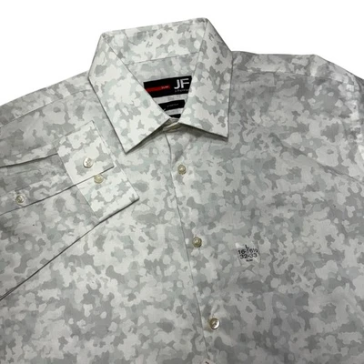 J.Ferrar Slim Fit White Camouflage Print Button Down Shirt Men 16-16 1/2 32-33 - Image 1 of 4