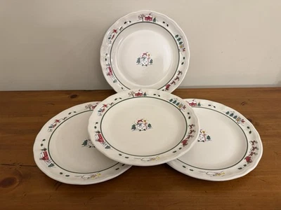 "Juego de 4 platos de cena Pfaltzgraff Snow Village vacaciones de Navidad de 11""" Foto 1 de 4