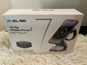 Chargeur sans fil AC Island W7 Flip Magsafe 5 en 1 station de charge pliable 35 W - Photo 1 sur 9
