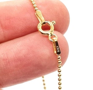 18 ct Gold Chain Necklace on 925 Sterling Silver Ball - 1mm - Choose your size - Picture 1 of 20