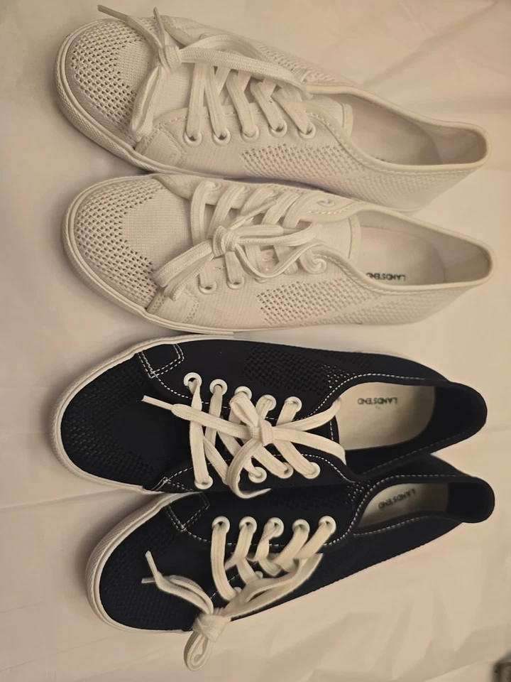 Zapatillas Land's End 2 Pares Blanco y Azul Marino Talla 7.5 Para Mujer Nuevas Foto 1 de 4
