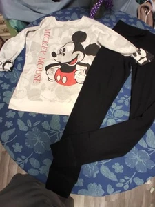 MICKEY MOUSE SET TOP XS FITS S REVERSES SWEATER PANTS STRETCH S BOTH NWT COMFY - Picture 1 of 17
