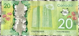 1983 Birth Year Note $20 Dollar Canada Banknote Serial Number FVH 1983003 (2012) - Picture 1 of 2