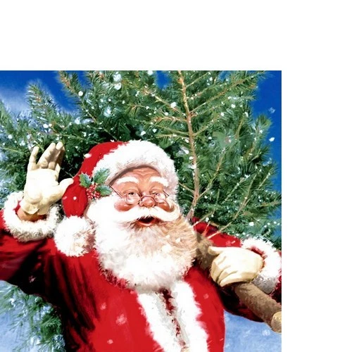 20 Small Cocktail Napkins Here Comes the Tree - Santa Brings The Tree 24x24cm - Image 1 of 1