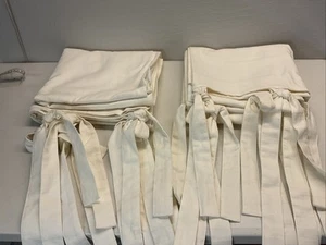 Pottery Barn Ivory Tie top cotton Curtains Ivory 50 X 96 Pair Set of 2 Neutral - Picture 1 of 5