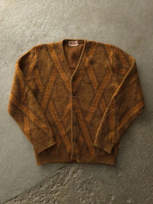 Cárdigan Vintage Años 60 Pebble Beach Of California Naranja Mezcla Mohair Difuso S Foto 1 de 4