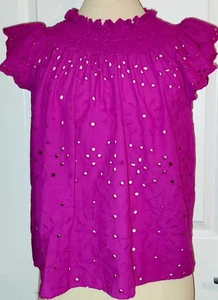 Ann Taylor LOFT Damen dunkelrosa lila Ösen Bluse Shirt Größe S Small - Bild 1 von 5