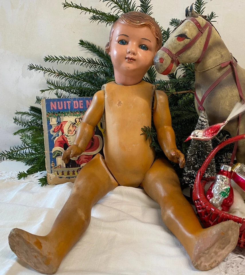 Ancienne Poupée en Composition / Papier Mâché - Schildkröt - 1920's - H. 60 cm - Photo 1/4