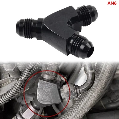 6AN AN6 Schwarz Y Fuel Block Flare Union Verschraubung Adapter Coupler Splitter - Image 1 of 4