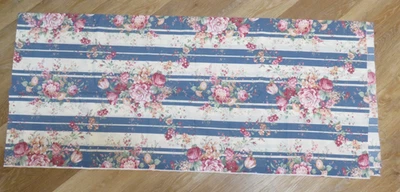 Vintage Joan Kessler for Concord Fabrics BLUE PINK WHITE Stripes Floral 2.75 Yds - Image 1 of 4