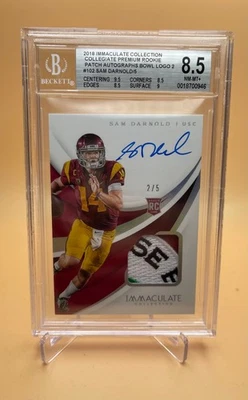 SAM DARNOLD ROSE BOWL PATCH /5 AUTO RPA BGS 8.5 (RC) 2018 IMMACULATE COLLEGIATE - Image 1 of 2