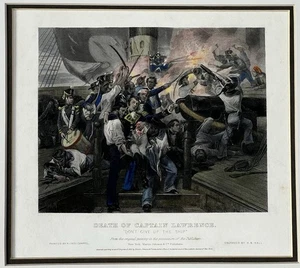 Original 1856 Print,Death Of Captain Lawrence,Don’t Give Up The Ship,War Of 1812 - Bild 1 von 6
