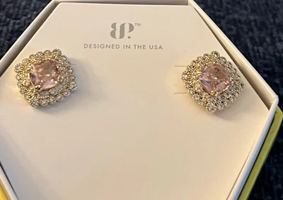 Pendientes Bomb Party Cuarzo Rosa Chapado en Oro Circonita Foto 1 de 2