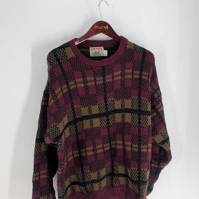 VTG 90s Christmas Sweater Adirondack Tartan Plaid Knit Cotton  Multicolor Size L - Image 1 of 4
