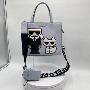 NEU MIT ETIKETT KARL LAGERFELD Maybelle Satchel Crossbody Schultertasche Eisblau Choupette - Bild 1 von 12