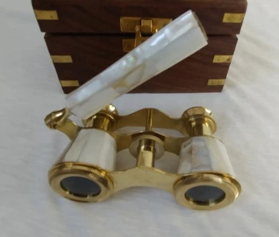 Opera Glasses - 19th Century Mother of Pearl & Brass Naval Opera Glasses Antique - Image 1 of 4