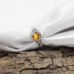 Citrin Ring 925 Sterling Silber Ring Natur Echt Edelstein Damenring Boho Ring - Bild 1 von 4