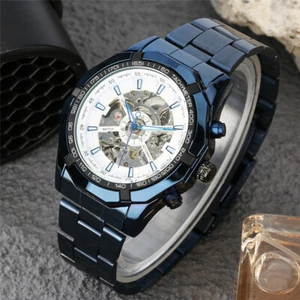 Men Forsining Watch Luminous Hands Self Wind Mechanical Wristwatch Alloy Band - Picture 1 of 14