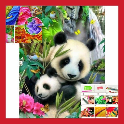 KIT LOISIRS CREATIF POINT CROIX BRODERIE ANIMAUX PANDA MOSAIQUE 5D DIAMANT TOILE - Photo 1/4