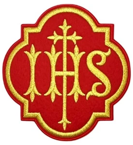 Liturgical IHS Catholic Vestment Patch (4") Iron-on Badge Jesus Christian Church - Bild 1 von 3