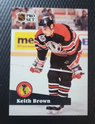 1991-92 Pro Set KEITH BROWN Chicago Blackhawks Hockey NHL Card #371 - Image 1 of 2
