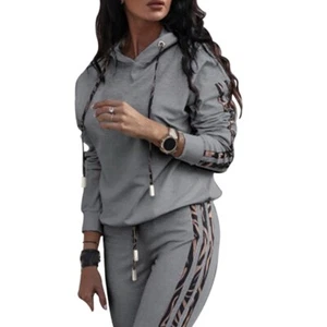 Women 2 Piece Set Tracksuit Long Sleeve Sportswear Top + Pants Jogging Suit - Picture 1 of 26
