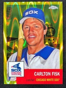 2022 Topps Chrome Platinum Anni CARLTON FISK Yellow RayWave Refractor, #'d /250!
