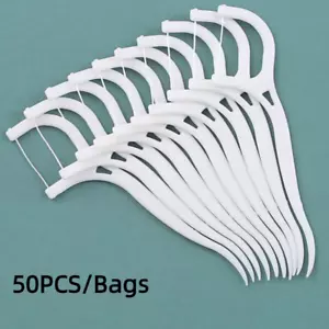 *Big Sale* 50PCS Dental Floss Flosser Picks Toothpicks Stick Teeth Clean White - Picture 1 of 15