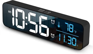 Digital Clock for Bedroom, Clocks for Living Room Decor, Desk Table Clock, Alarm - Picture 1 of 8