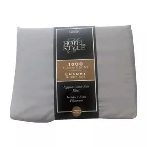 Hotel Style 1000 Thread Count Egyptian Cotton-Rich Luxury Sheet Set Queen Grey - Picture 1 of 5
