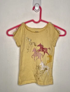 Carters Kid Horse / Pony Top Girls Size 5 Open Short Sleeve Yellow Shirt - Picture 1 of 4