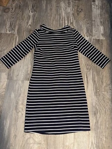 Talbots Women's S Knit Stretch 3/4 Sleeve Dress Navy Blue & White - Picture 1 of 7