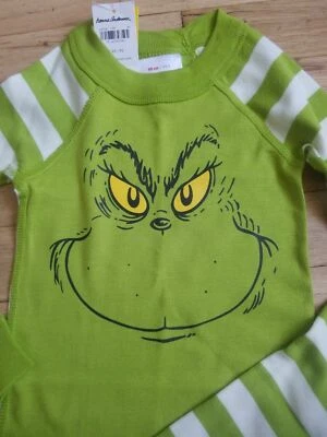 NWT Hanna Andersson DR SEUSS GREEN GRINCH Pajamas CHRISTMAS 140 10 NEW SOLD OUT - Image 1 of 4