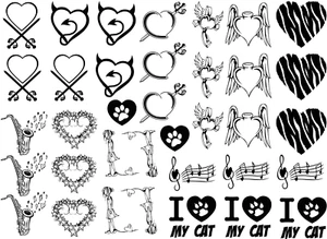 Heart to Heart 34 pcs 1 Inch Black Fused Glass Decals - Picture 1 of 1