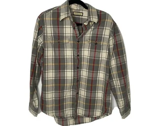 G. H. Bass & Co. Gray Red Yellow Flannel Button Up Shirt Men’s Sz M - Picture 1 of 7