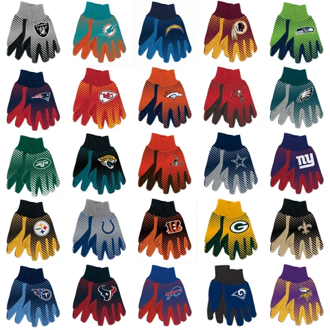 NEW Football NFL Protective Utility Grip Gloves Licensed Pick Your Team Cover