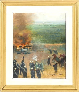 Alexander Saharov (1856-1914) Aivazovsky Schule Kampfszene Antike Ölgemälde 1902 - Bild 1 von 10