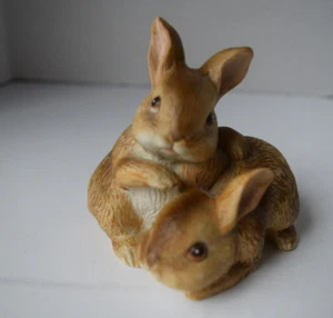 Statuetta animale in ceramica vintage HOMCO 2 coniglietti coniglietti coniglio coniglio marrone 1455 - Foto 1 di 7