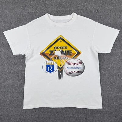 Camiseta De Colección Kansas City Royals Para Hombre Grande Blanca Zona de Velocidad MLB Béisbol Años 90 Foto 1 de 4