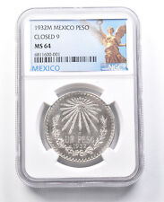 1932 M Mexico Peso Closed 9 MS64 NGC *1796