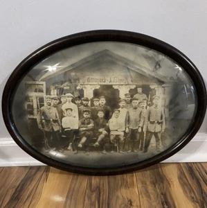 Rare Oval Convex Bubble Glass Picture Frame Offizier's Kasino (Officer's Mess) - Picture 1 of 22
