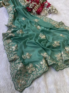 Sari Bluse Bollywood Partykleidung indisch pakistanisch neu Sari Hochzeit Designer - Bild 1 von 4